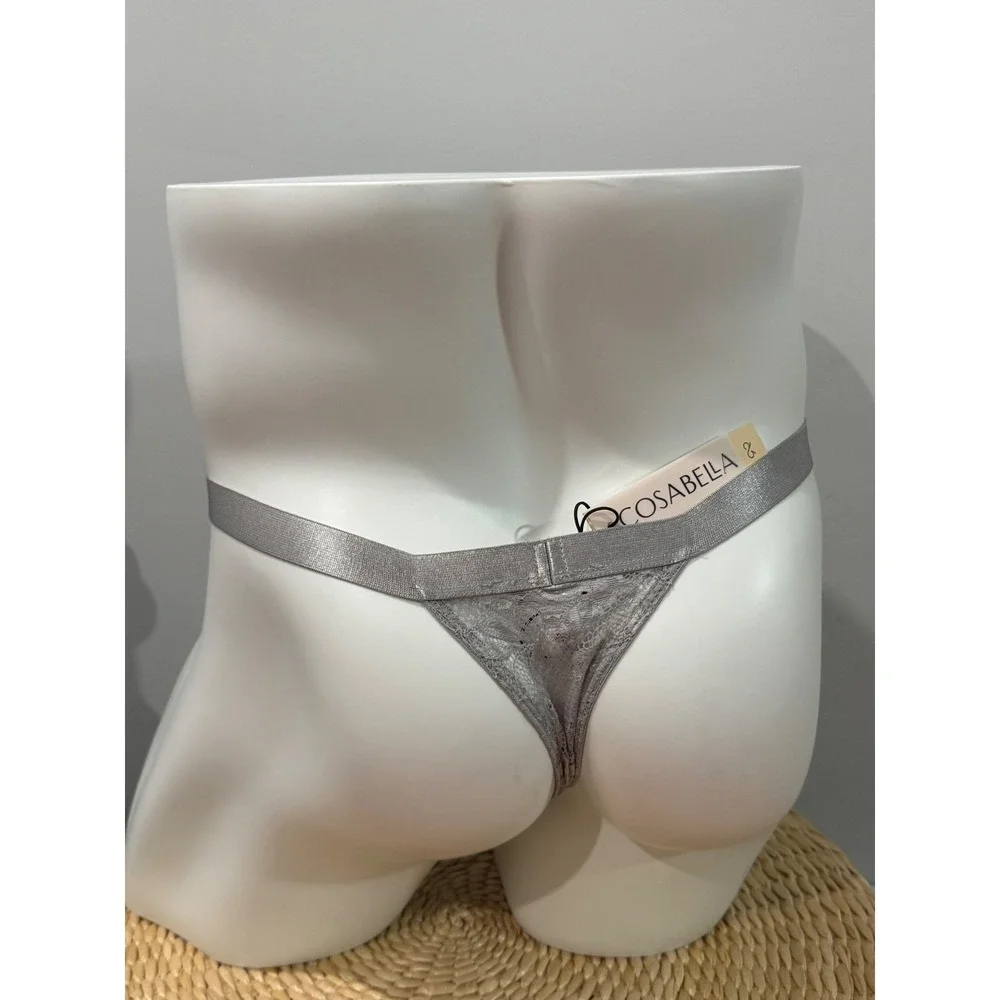 Cosabella Never Say Never Luxury Floral Lace Lace Italian Thong Varanasi Gray S